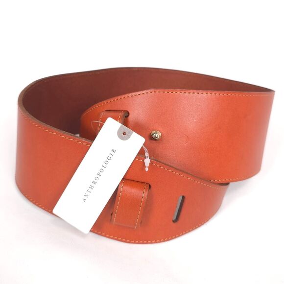 ANTHROPOLOGIE New SMALL Wide Corset Curved Belt GENUINE LEATHER WaistStyle Cedar main image 5